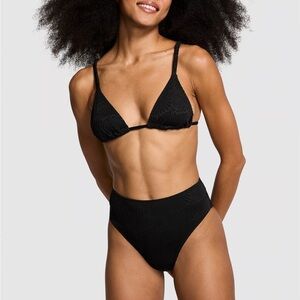 VS Pink Scrunchie Triangle Bikini Top Pure black swim size medium wireless